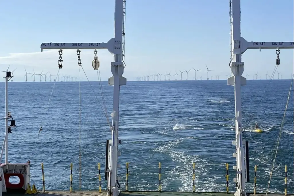 Seismic equipment deployed from a Fugro vessel