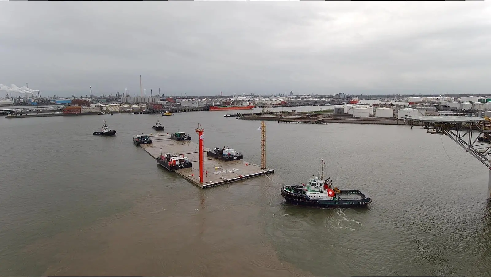 Very little of the first tunnel section was visible above water  (Rijkwaterstaat)