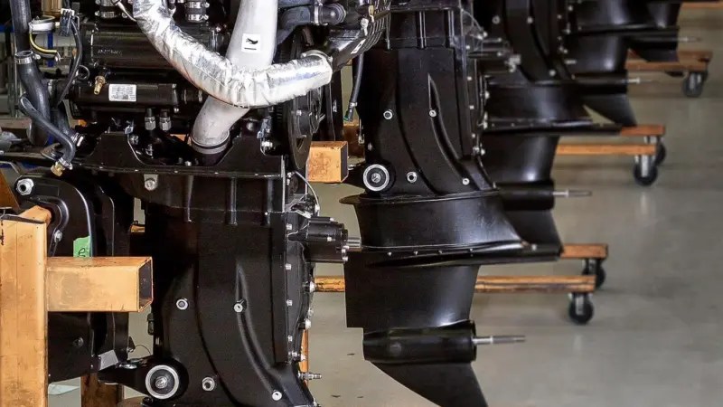 A production line of OXE outboard engines