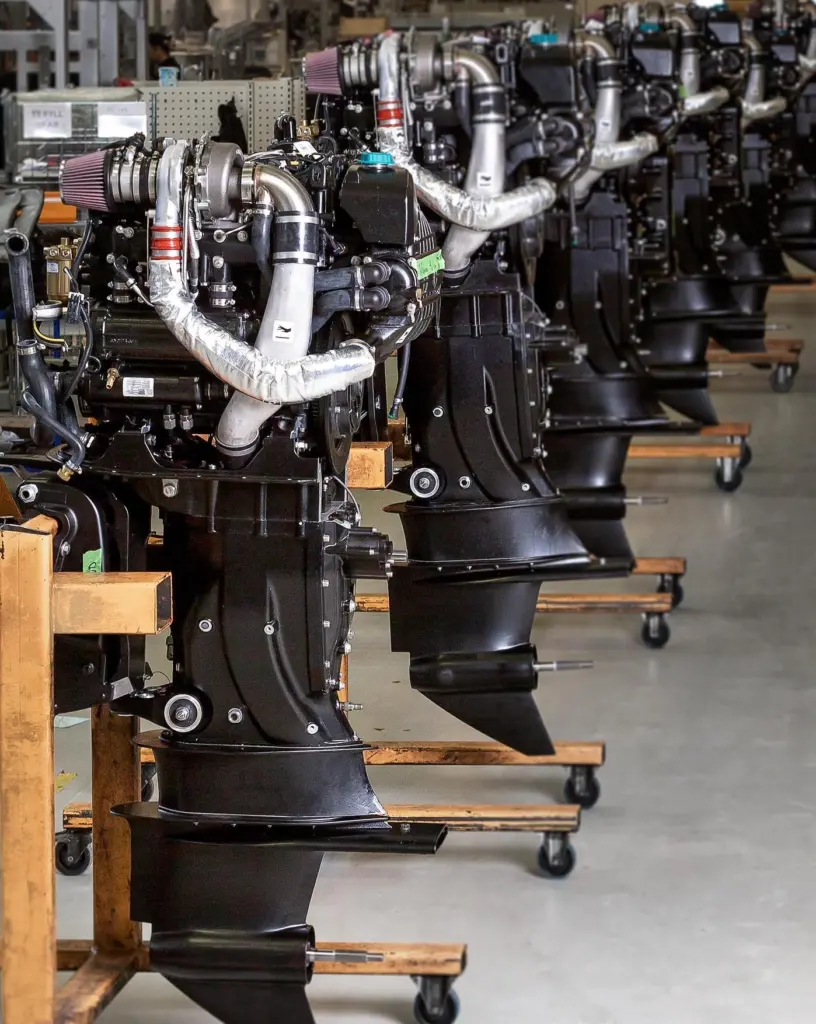 A production line of OXE outboard engines