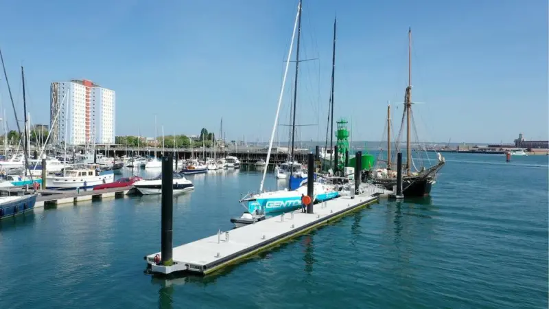 ICMS' Floating Concrete Breakwater Pontoon at Haslar Marina LR