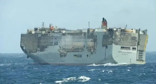 The fire on the Fremantle Higway in the North Sea in 2023 claimed the life of a crew member - Rijkwaterstaat