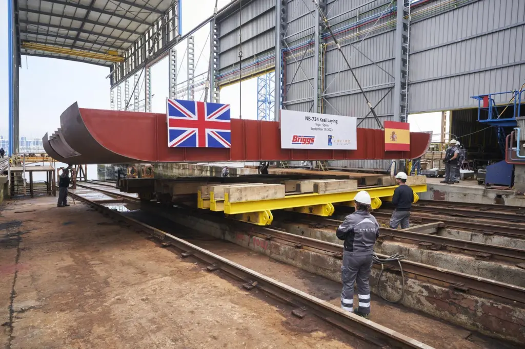 Keel laying of the new maintenance support vessel for Briggs Marine at Freire Shipyard