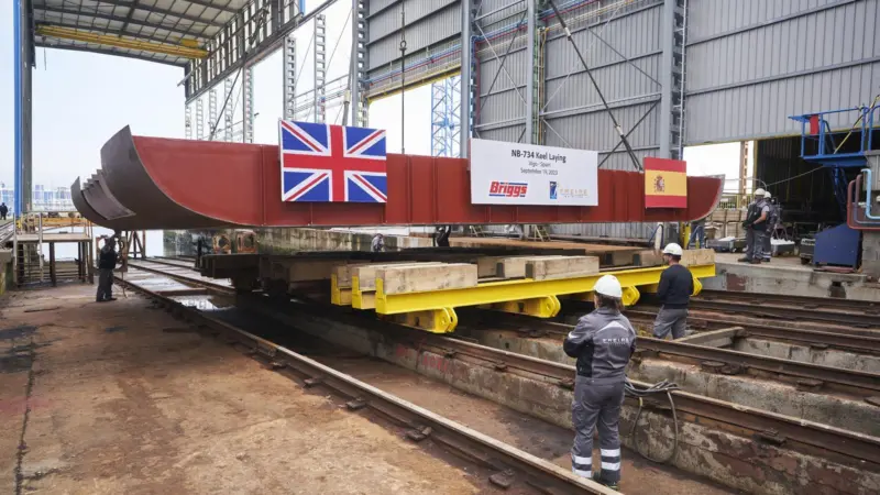 Keel laying of the new maintenance support vessel for Briggs Marine at Freire Shipyard
