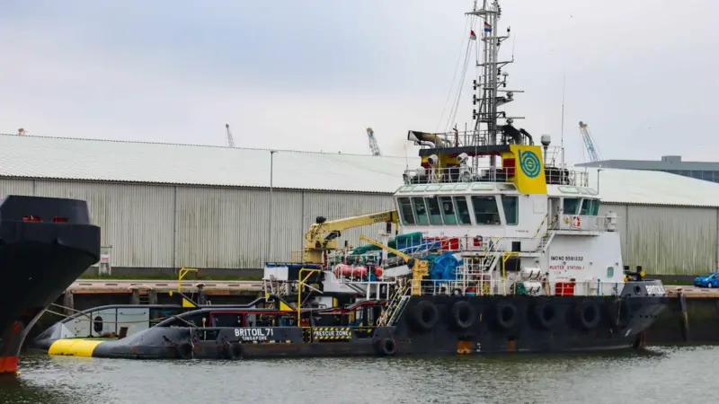 Although based in Singapore Britoil's  tugs can be seen as far away as Europe (Peter Barker)