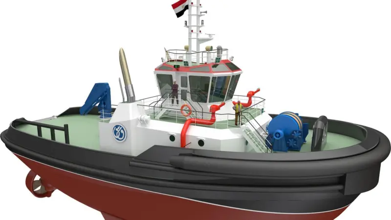 Computer generated image of the RAstar class tug in SCA livery (RAL)