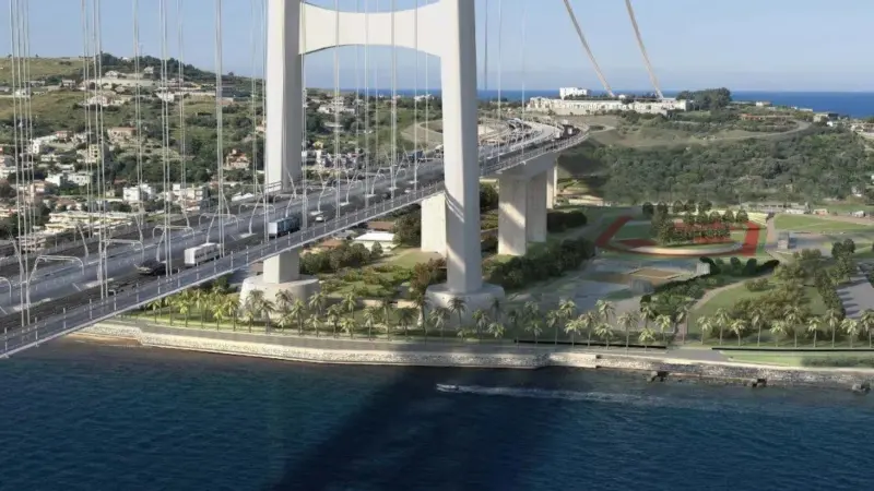 Rendering of a bridge conceived in the Roman era