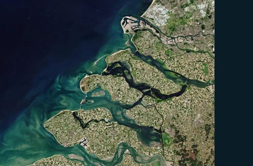The Dutch province of Zeeland, with Rotterdam at the top of the image