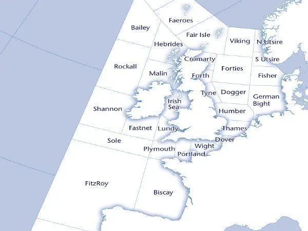 UK Shipping Forecast sea areas (Met Office)
