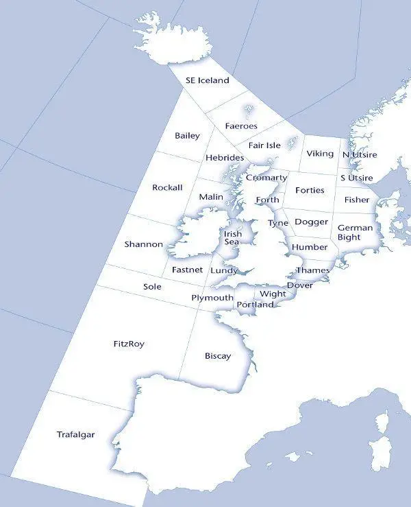 UK Shipping Forecast sea areas (Met Office)