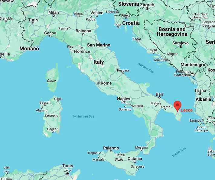 Map+of+Italy+showing+Lecce,+Puglia