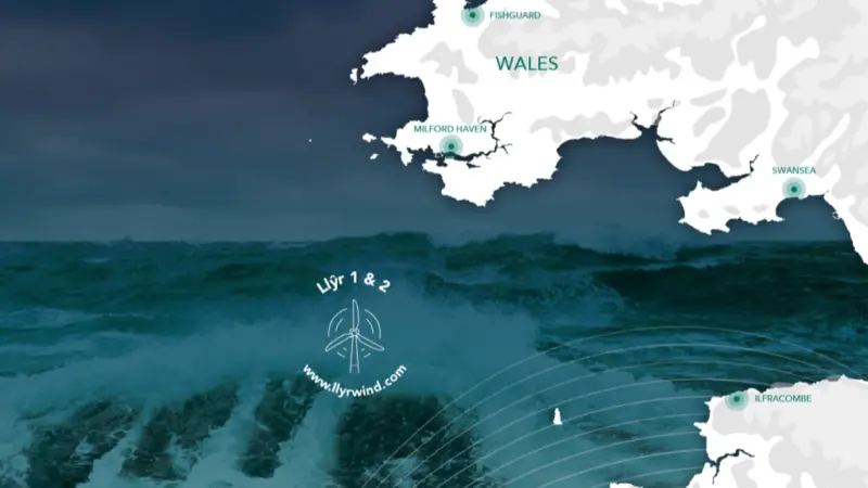 The Llŷr 1 & 2 windfarm locations