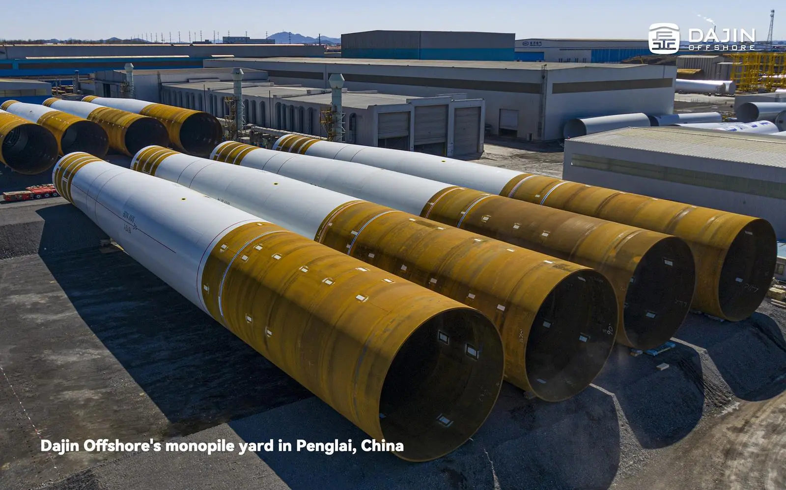 Dajin Offshore's monopile yard in Penglai, China
