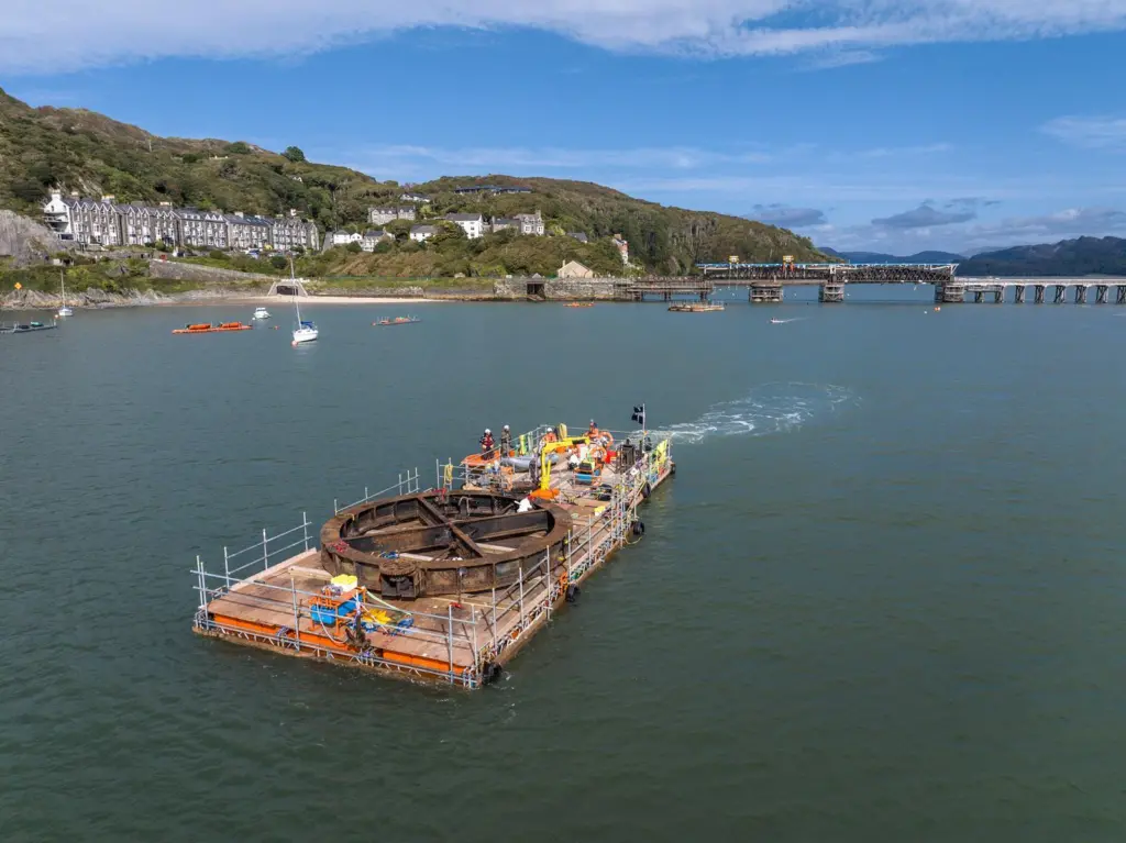The ScaffFloat taking away the bearing from the opening section of the bridge Credit mulholland media