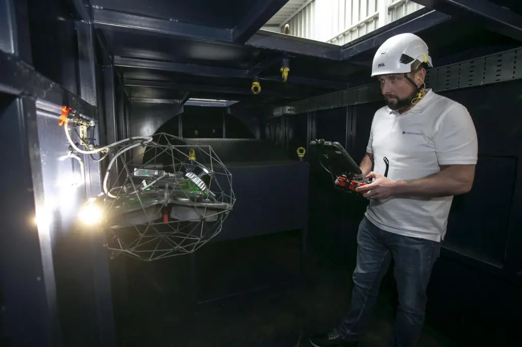 Interocean NDT Inspector - UAV Pilot Alex Wilson demonstrating the Elios 3 UT drone