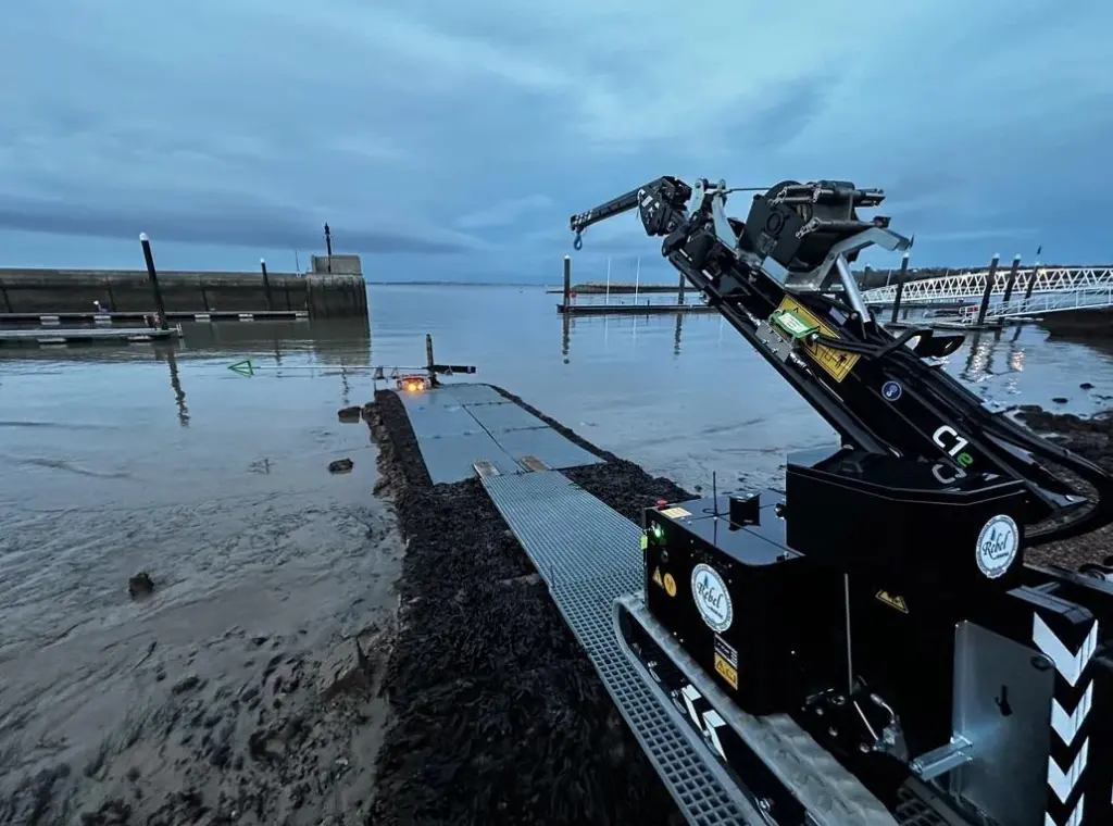 Rebel Marine constructed a temporary ramp using non-slip grating