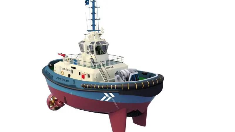 SAFEEN's tug is a fully-electric version of Damen's popular RSD Tug 2513 design (Damen)