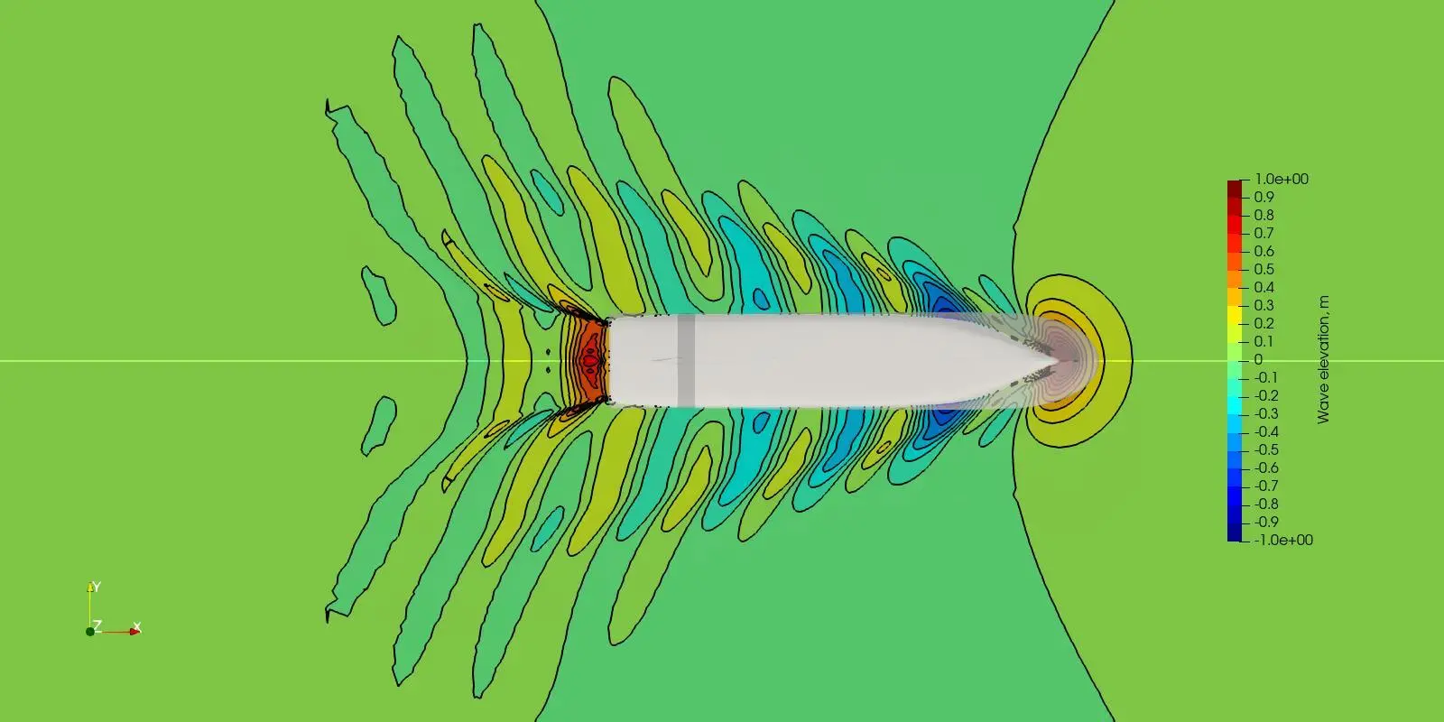 A trade-off between bulbous bow efficiency and a lower-foam vertical stem required a combination of CFD and parametric shape optimisation.