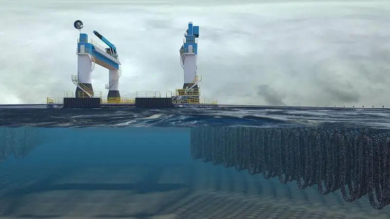 The mussels will be farmed from lines suspended from anchored mooring lines (OOS SMF BV) (002)