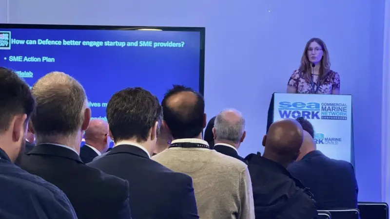 Claire Budden talking at the Seawork conference
