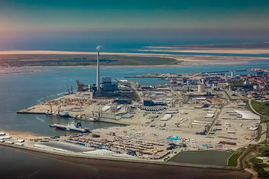 The images shows the Port of Esbjerg as pictured from above
