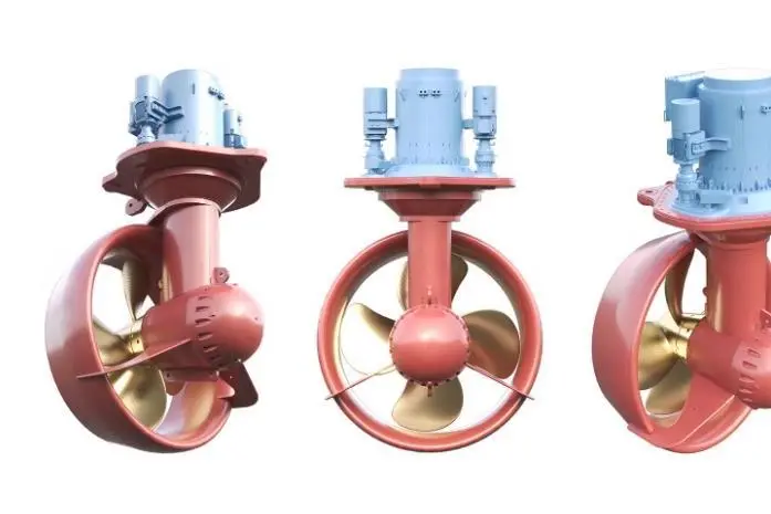 The image shows four UUC 355 PM thrusters