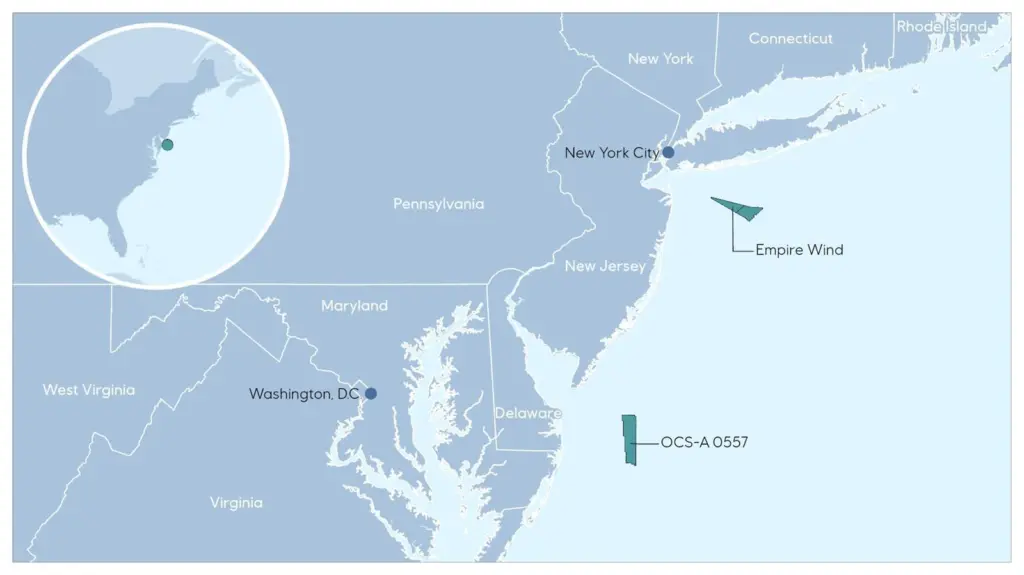 Map of northeast US coast