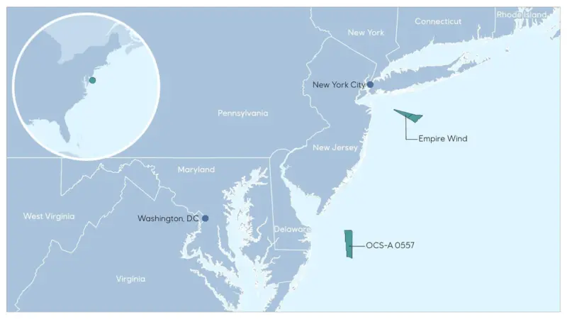 Map of northeast US coast