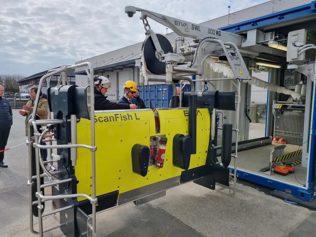 Containerised remotely operated towed vehicle undergoing factory acceptance testingROTV_FAT-at-EIVA-HQ