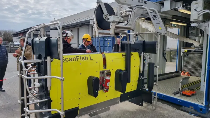 Containerised remotely operated towed vehicle undergoing factory acceptance testingROTV_FAT-at-EIVA-HQ