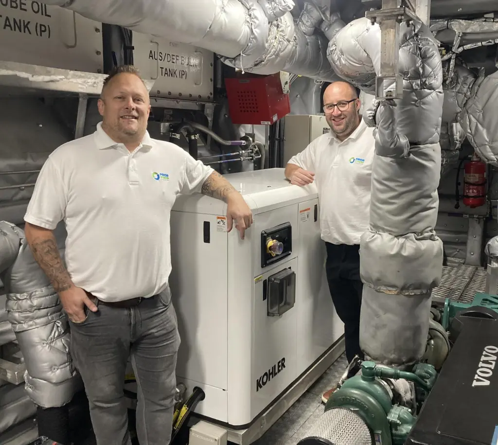 (L-R) Stuart Holland Parts and Engines Sales Manager Daniel Platten Service Manager - Kohler Marine Generator Dealer