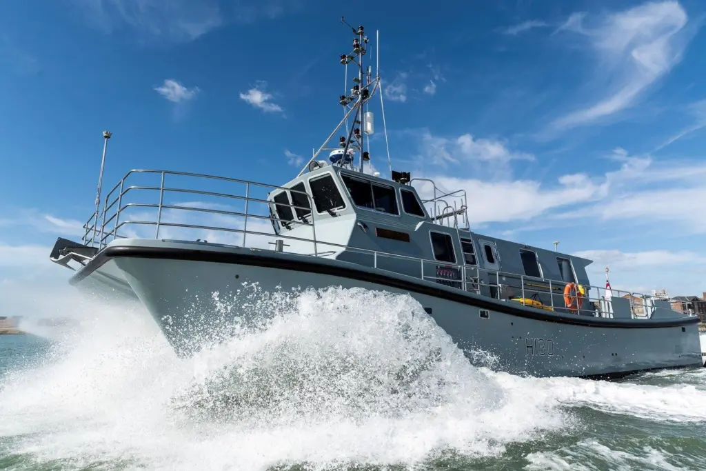 HMS Magpie - one of the last of the Project Vahana workboats delivered to the Royal Navy
