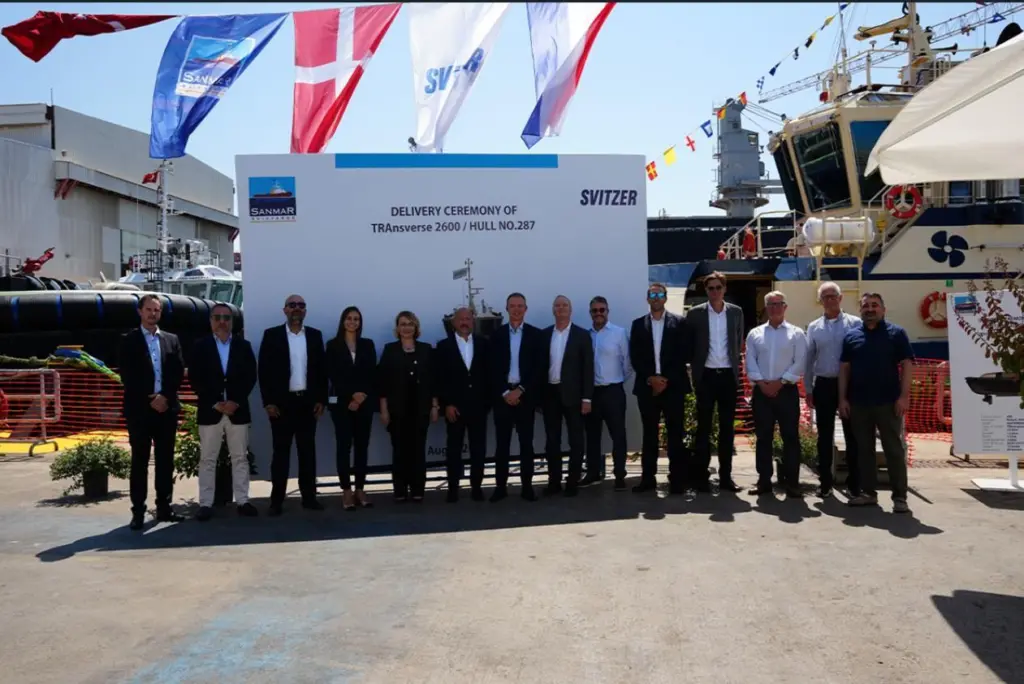 The naming ceremony was attended by representatives of Sanmar and Svitzer along with civil dignitaries (Sanmar)