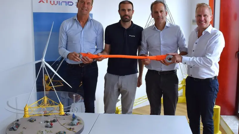 (L-R) Rinze-Jan van der Schuit CTO  Founder of FibreMax Carlos Casanovas CTO  Co-founder of X1 Wind Alex Raventos CEO of X1 Wind and Sander van Helvoort Director Re