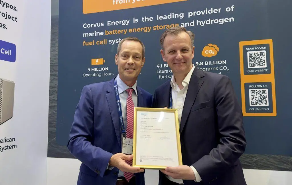 The fuel cell system has received Type Approval from classification society DNV (Corvus)