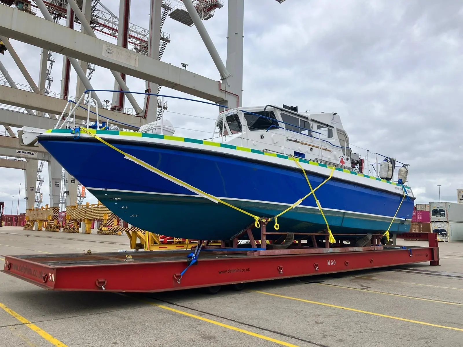 Locked and loaded the new MV Lady Jean is prepared for her shipment to Africa.