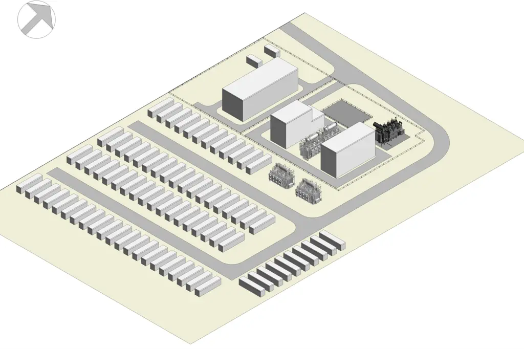 The image shows an indicative site layout illustrating proposed EBI and onshore infrastructure design for the project