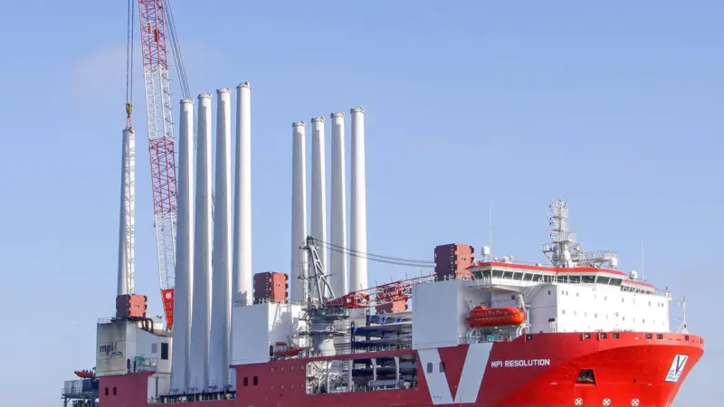 Here under earlier ownership 'MPI Resolution' installed up to nine complete towers turbines and blades at a time (Peter Barker)