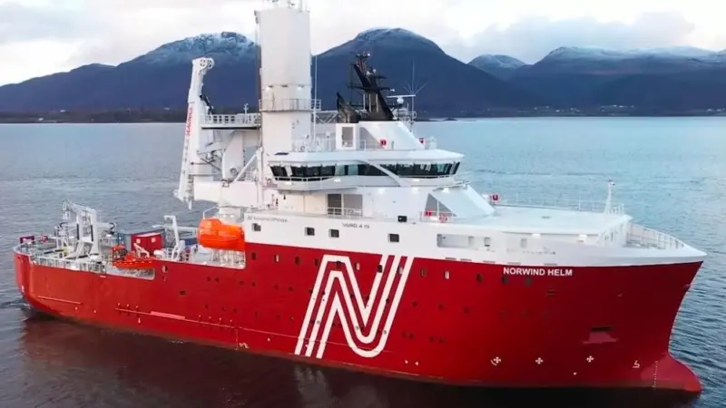 The image shows the VARD built Norwind Helm at sea