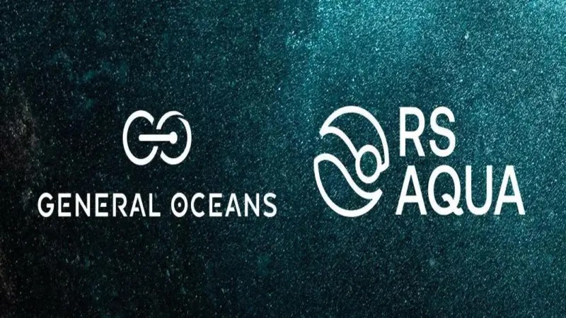 The image shows both company logos on a blue and green background