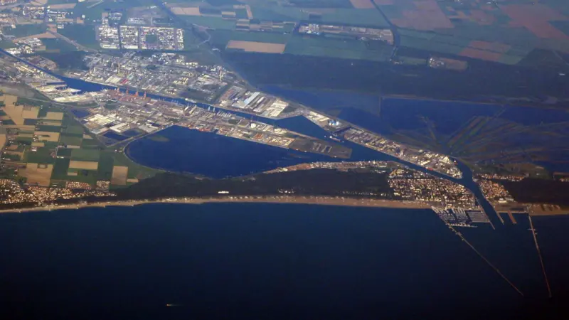aerial shot of the Port of Ravenna Italy