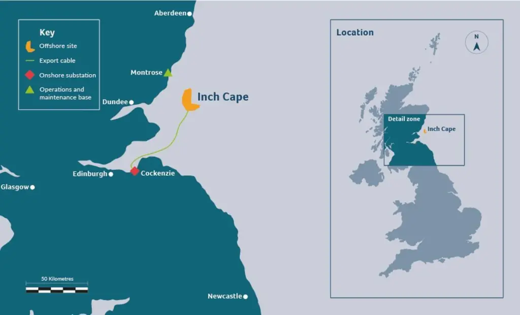 Location of Inch Cape offshore wind farm