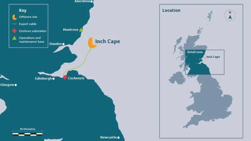 Location of Inch Cape offshore wind farm