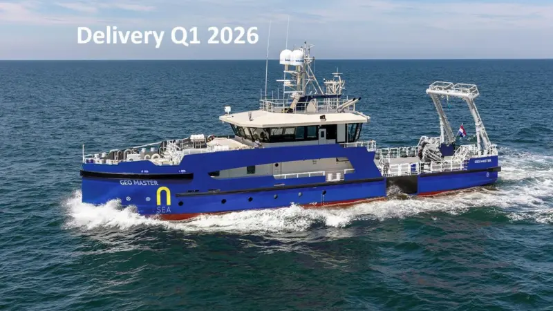 The 'Geo Master' ROV and survey vessel at sea