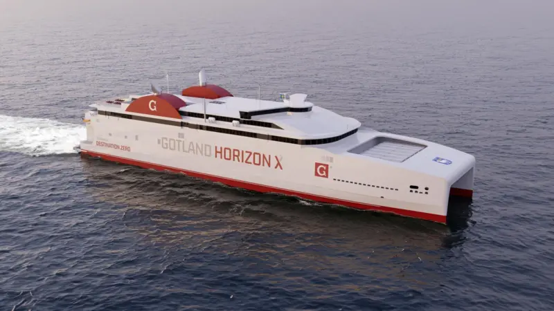 Render of a high-speed H2-ready ferry to be built by Austal