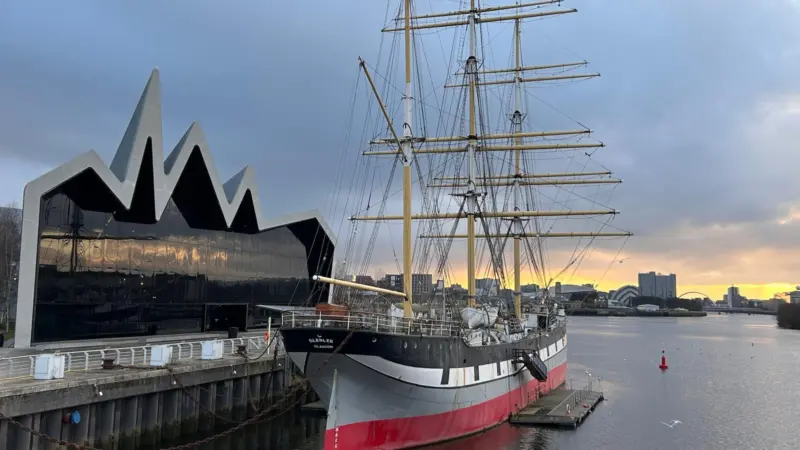 An overhead photograph of the Tall Ship Glenlee