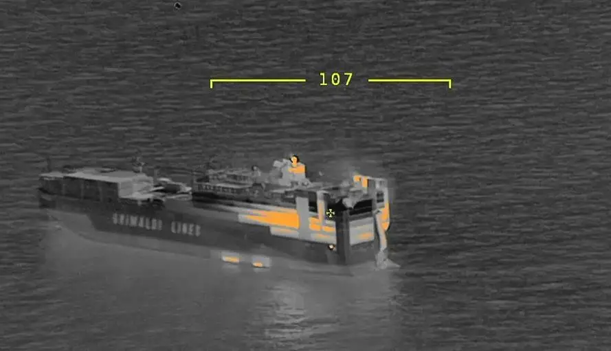 Infra-red aerial image of the 'Grande Brasile' (Netherlands Coastguard)