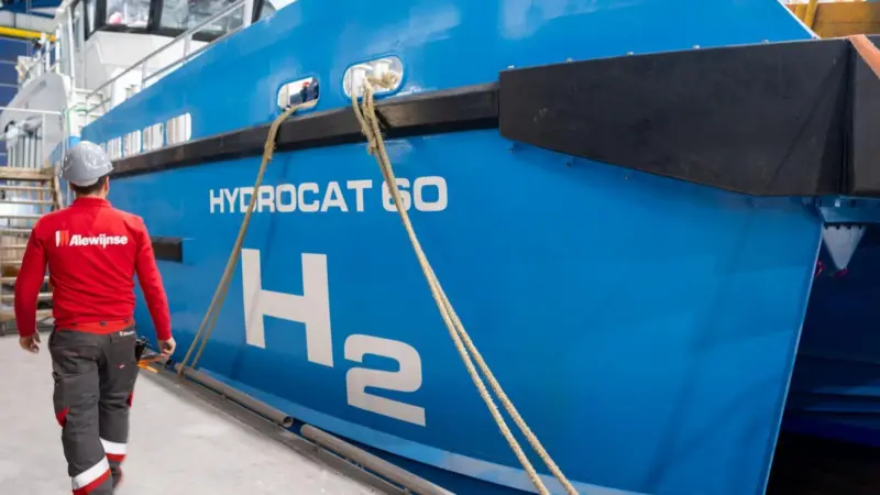 The image shows the new Hydrocat vessels under construction