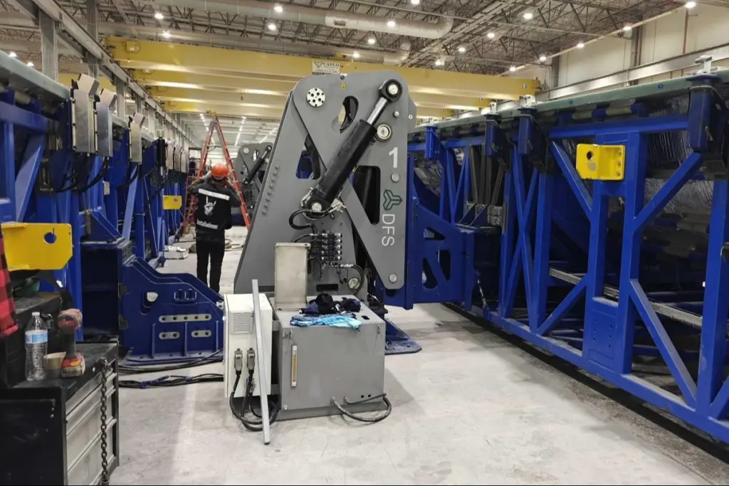 An image of the inside of a offshore wind component factory
