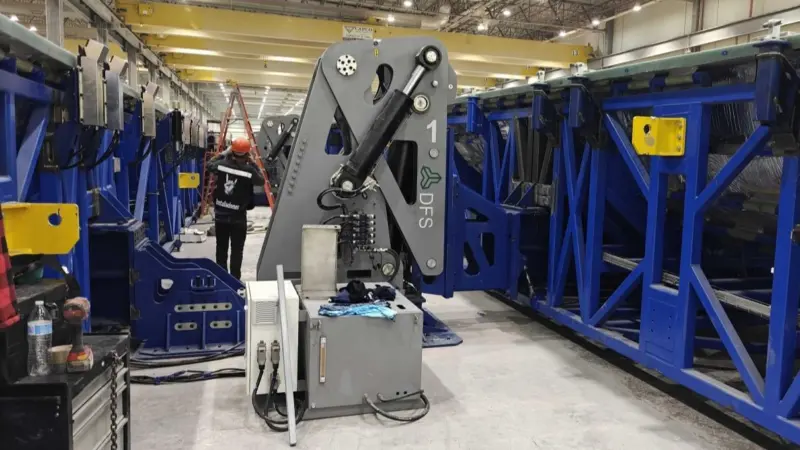 An image of the inside of a offshore wind component factory